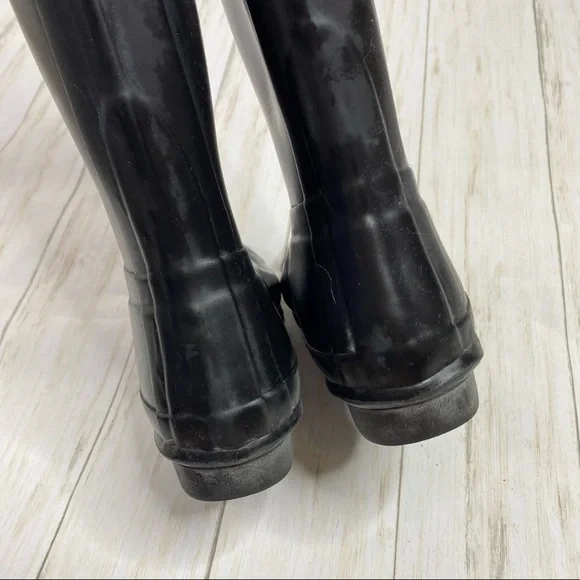 Hunter Orange Red and Black Color Block Rubber Rain Boots - Picture 8 of 11